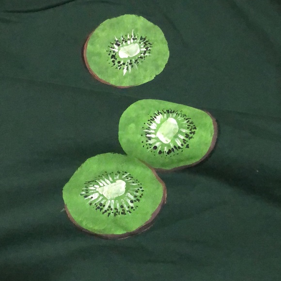 We Are Hairy People Hand Painted Kiwi Tee T Shirt Large Green Fruit Top Cotton L - Picture 3 of 7